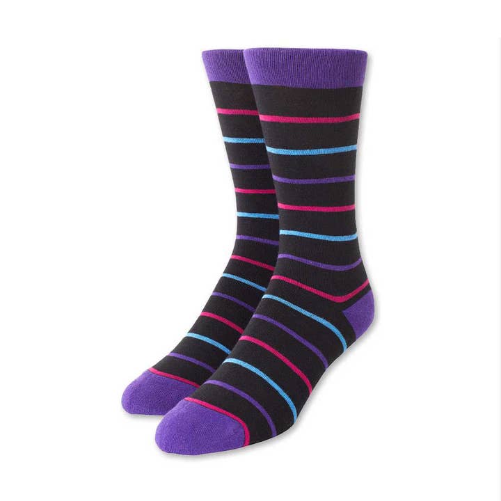 Chaussettes violettes Slim Stripes pour la vente par Beau Ties of Vermont