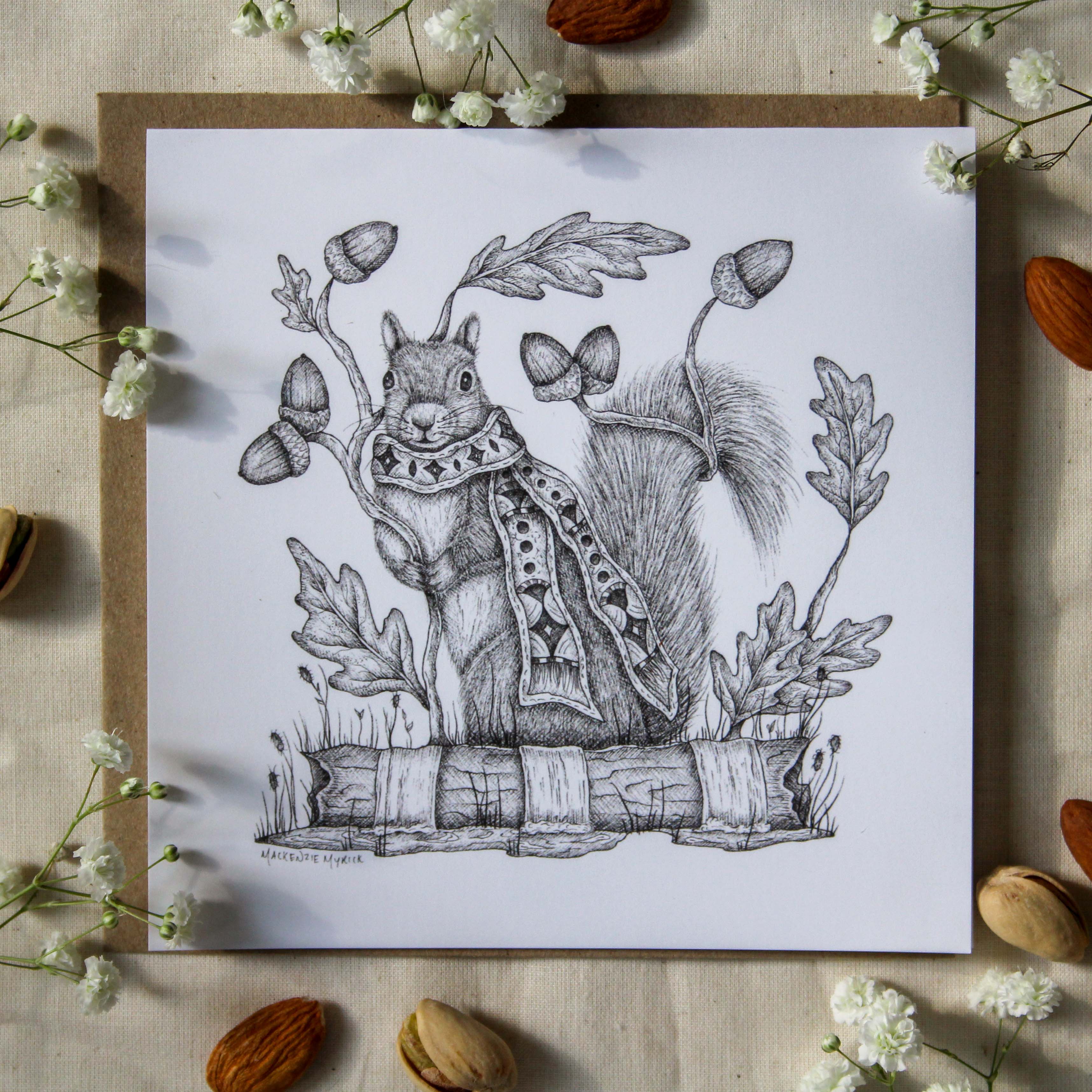Mackenzie Myrick Studio - Wholesale Everyday Greeting Card - Acorn Forager | Greeting Card1