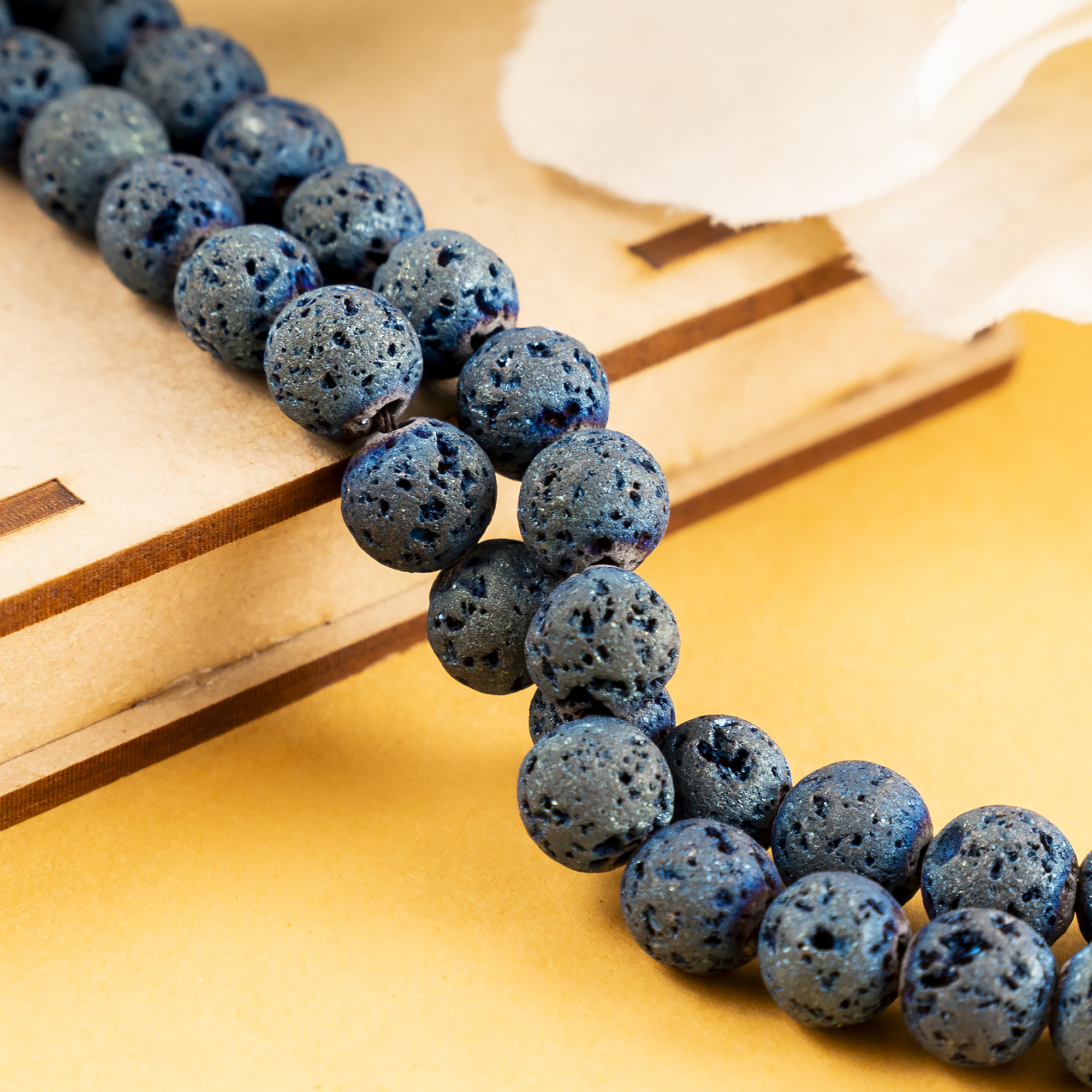 Soothing Crystals Beads - Wholesale Beads - Round Volcanic Stone Beads | Blue Lava | Gemstone Rock Beads11