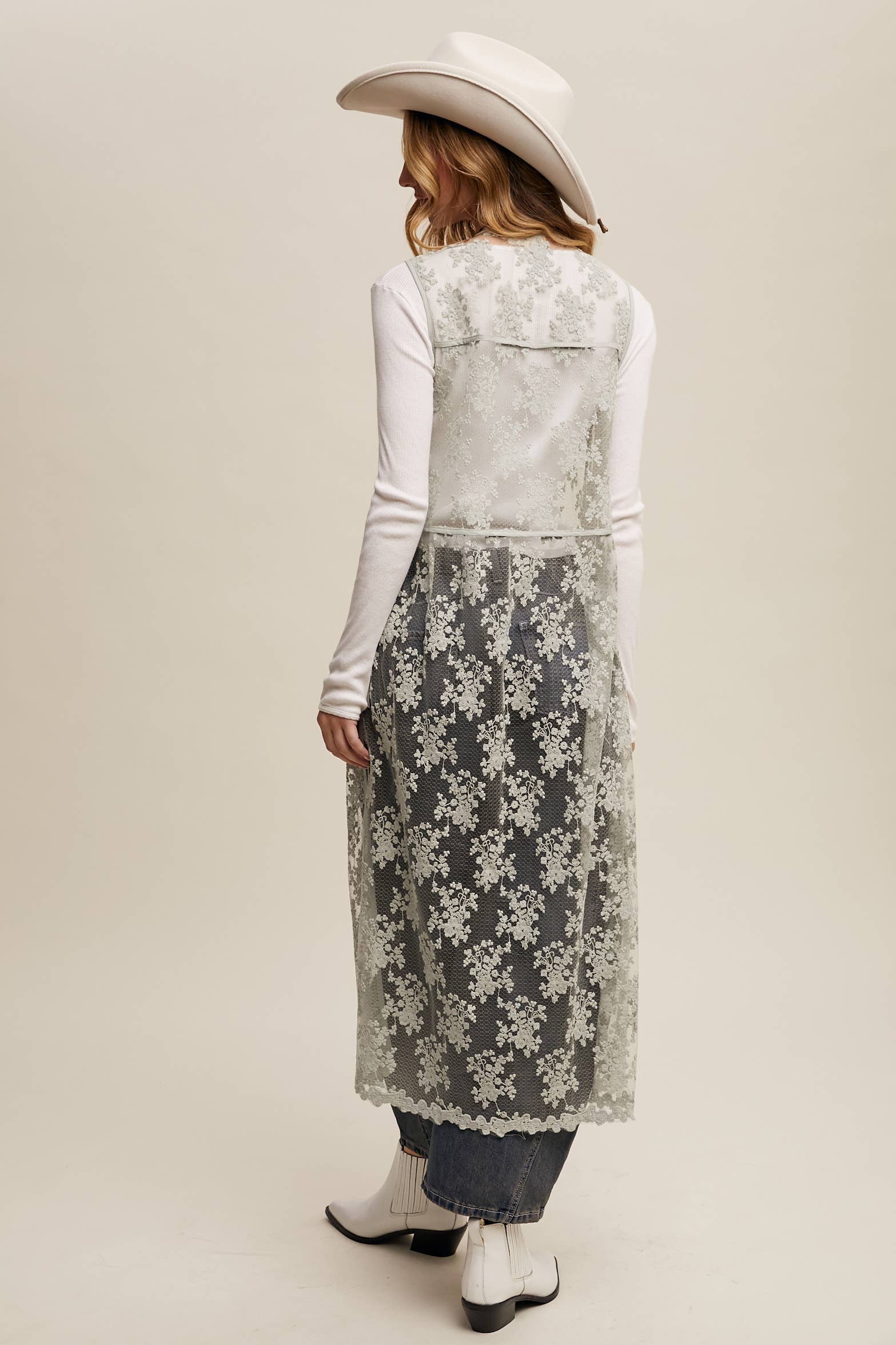 Listicle - Wholesale Outerwear Vest - Women's - Sheer Floral Embroidered Lace Vest49