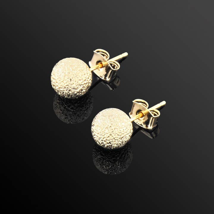 Luxe on Main LLC - Wholesale Stud/Post Earrings - Gold Plated 8mm Textured Ball Stud Earrings6