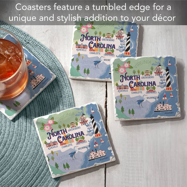 CounterArt/Highland Home/Thirstystone - Wholesale Coasters - North Carolina Attractions Absorbent Stone Coaster 4 Pack1