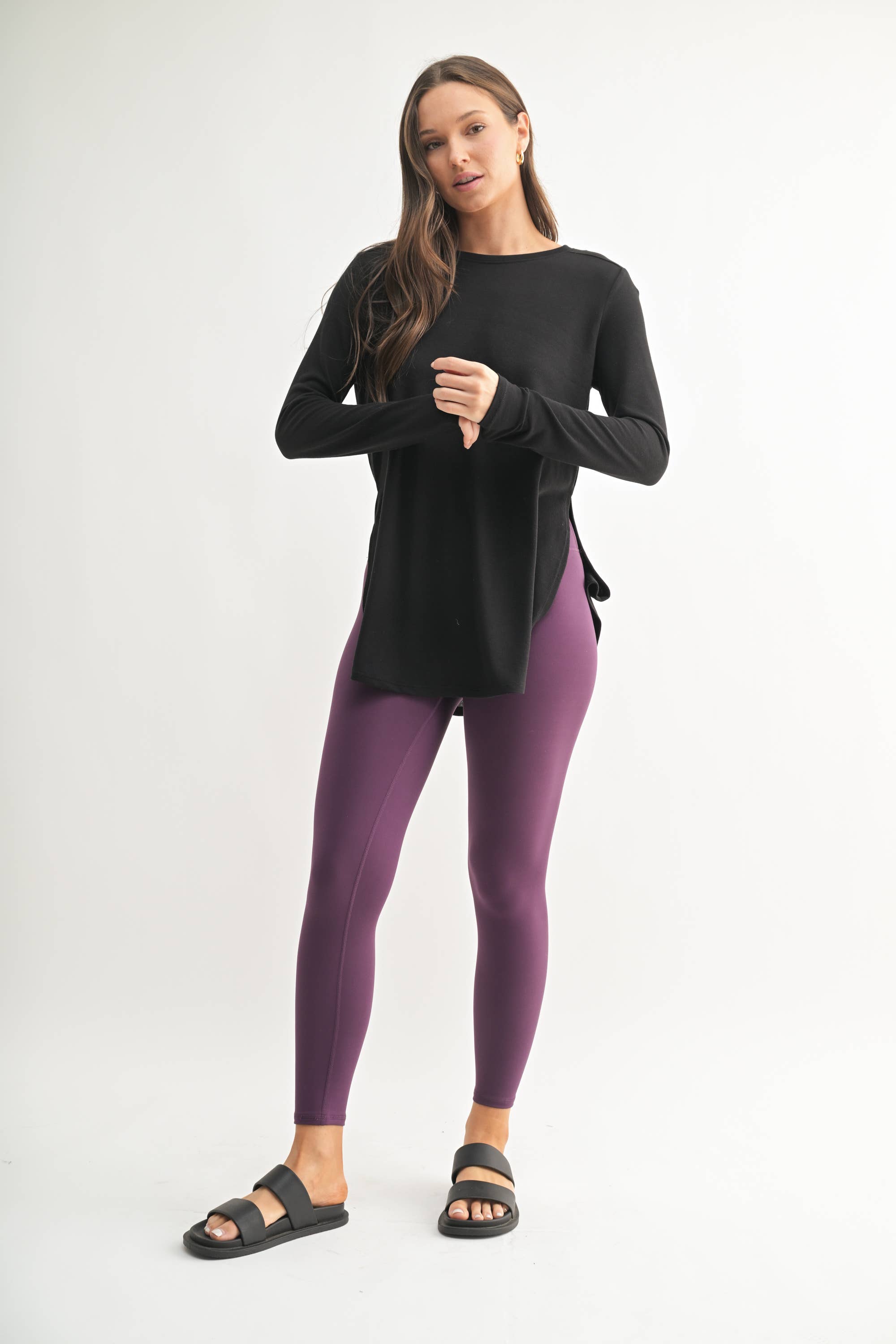 Mono B - Wholesale Tunic - Women's - Long Sleeve Flow Top with Side Slit10