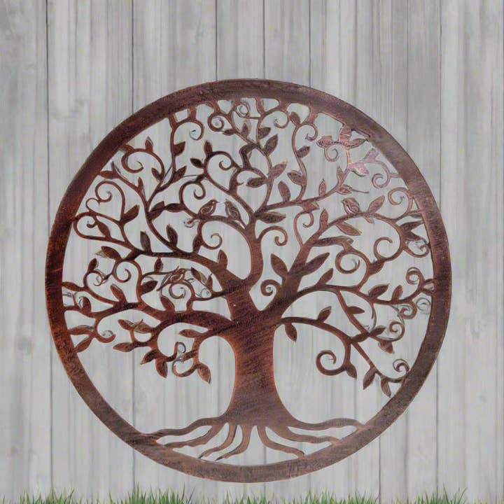 Marissa's Gifts - Vente Décoration murale - Art mural en bronze fait main représentant l'arbre de vie avec racines pour intérieur/extérieur 40 cm
