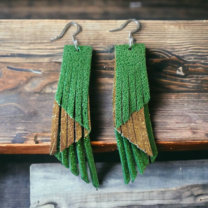 Green and Gold Funky Fringe for wholesale by Bushleys Beauties, LLC