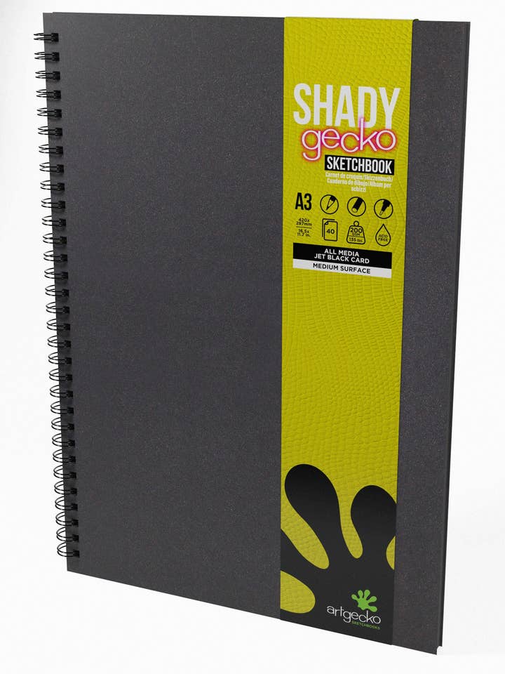 Shady All Media Sketchbook A3 Portrait (nero) per la vendita all'ingrosso da parte di Artgecko Sketch