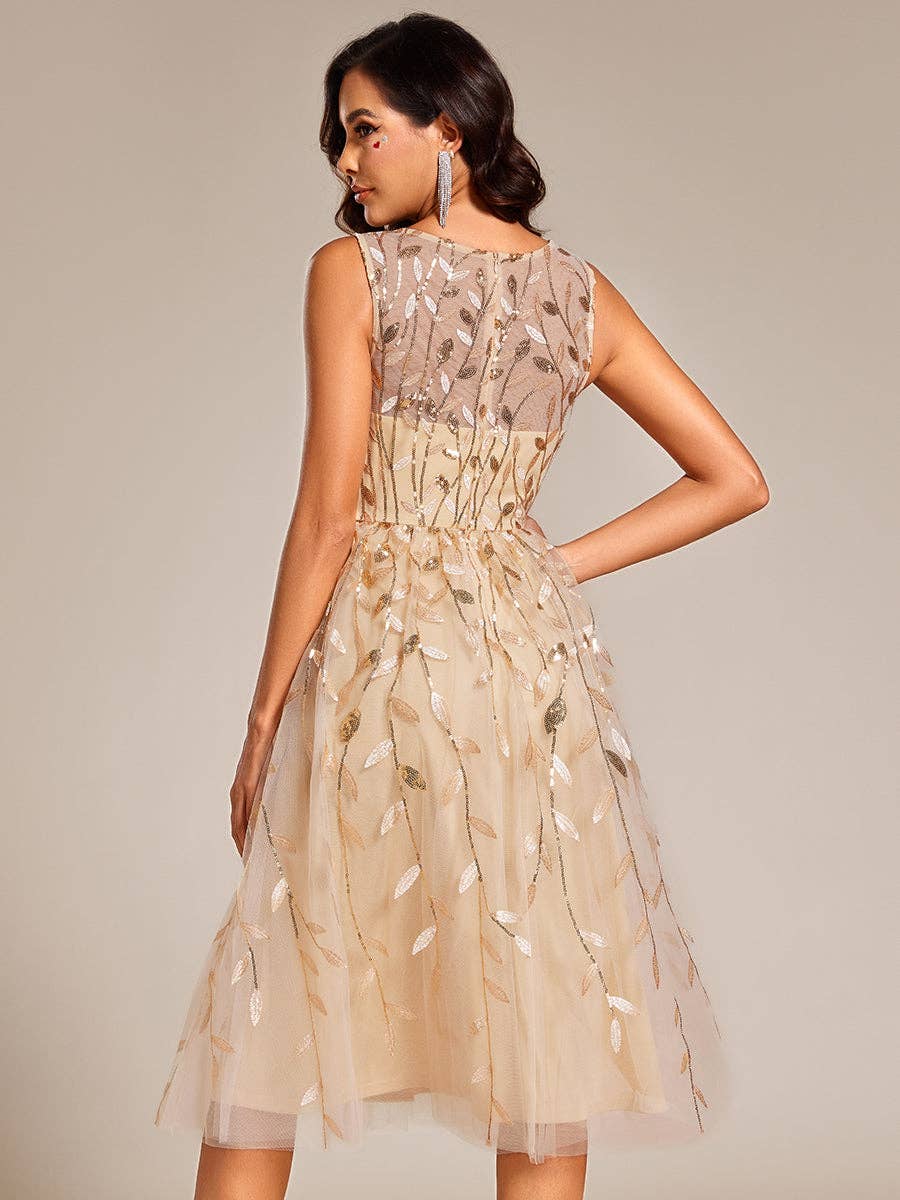 Ever-Pretty - Wholesale Dress - Women's - Exquisite Round Neckline Tulle Sequin Lining Dresses6