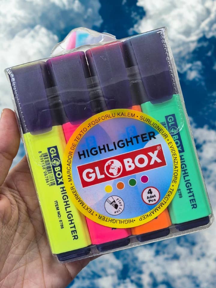 Globox Highlighter Set | 4 Bright Fluorescent Markers for wholesale by Bonnie Stuff
