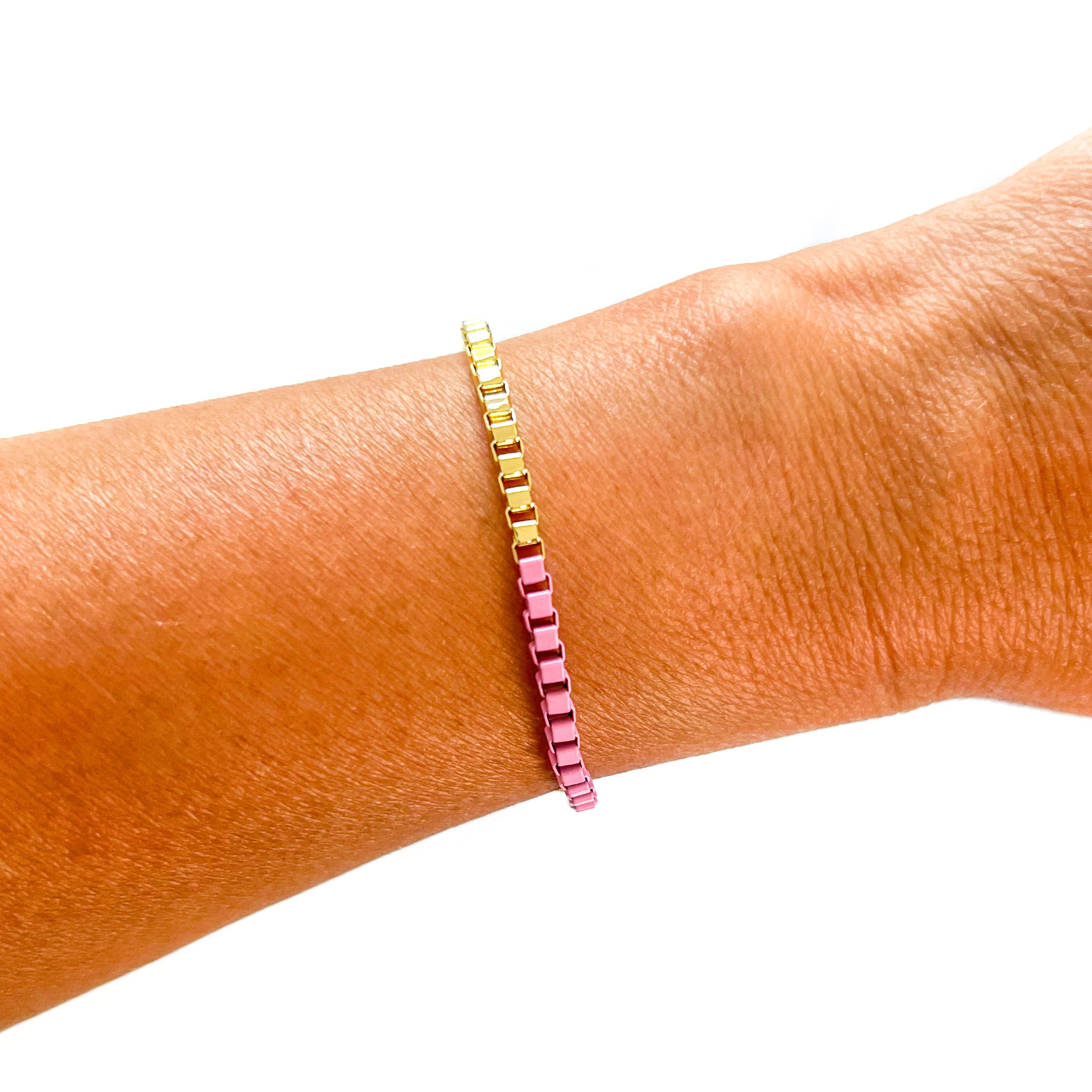 Savvy Bling - Wholesale Link & Chain Bracelet - Colored enamel Box chain link bracelet1