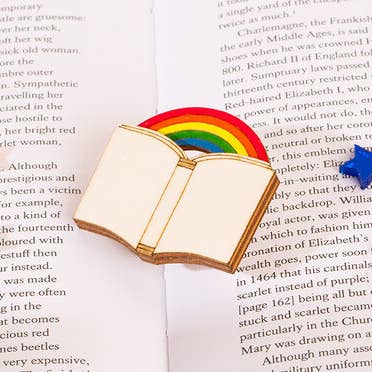 Rainbow Book Brooch for wholesale by Kate Rowland