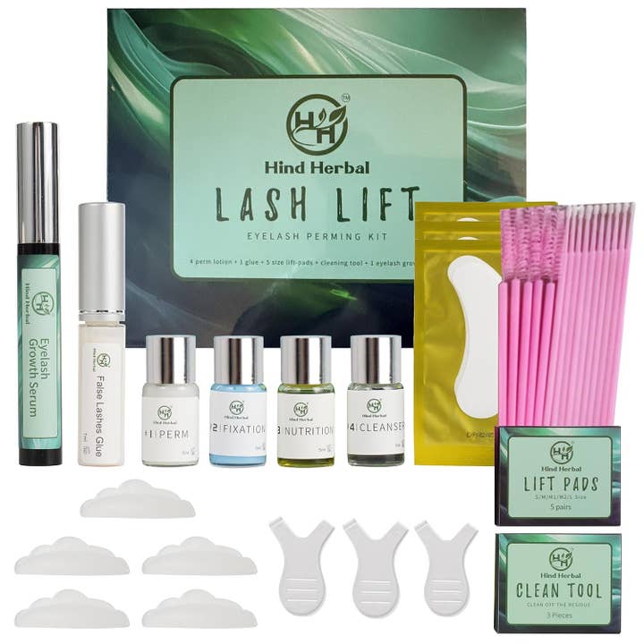 Hind Herbal - Wholesale Eyelash/Brow Serum - Hind Herbal 32-Pcs Eye Lash Perming and Curl Kit with Serum1