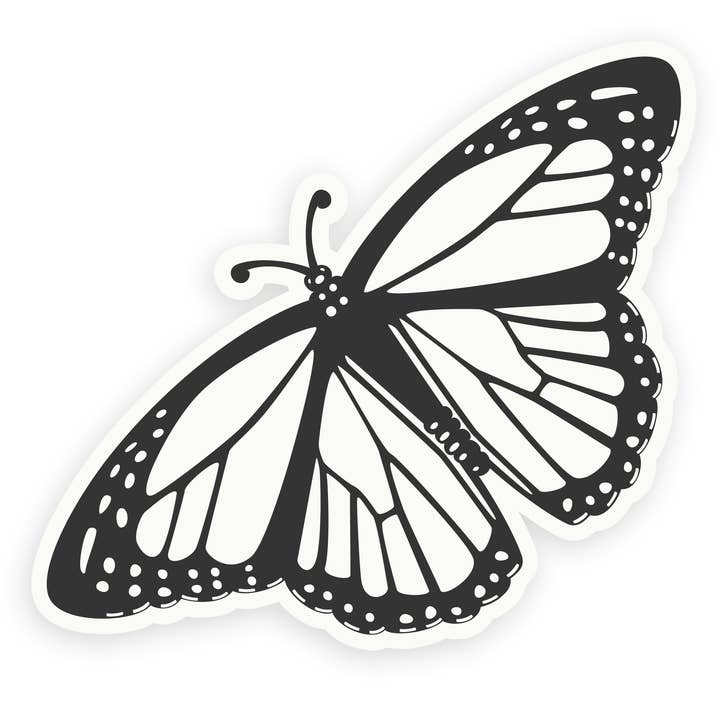 Monarch Butterfly (black and white) Sticker for wholesale by The Handcrafted Story
