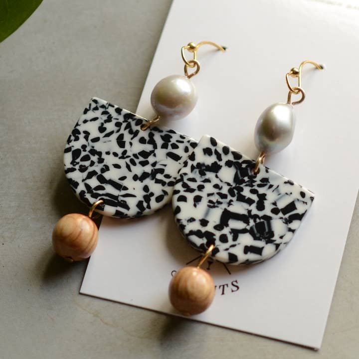 Smoke & Spirits - Wholesale Dangle Earrings - Pearl, Bourbon Barrel & Dalmatian Acrylic Earrings0