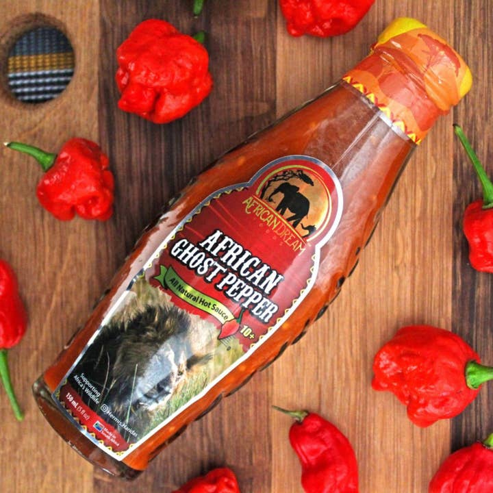 African Dream Foods - Wholesale Hot Sauce - African Ghost Pepper Hot Sauce, 5 fl oz (6 Units Per Case)