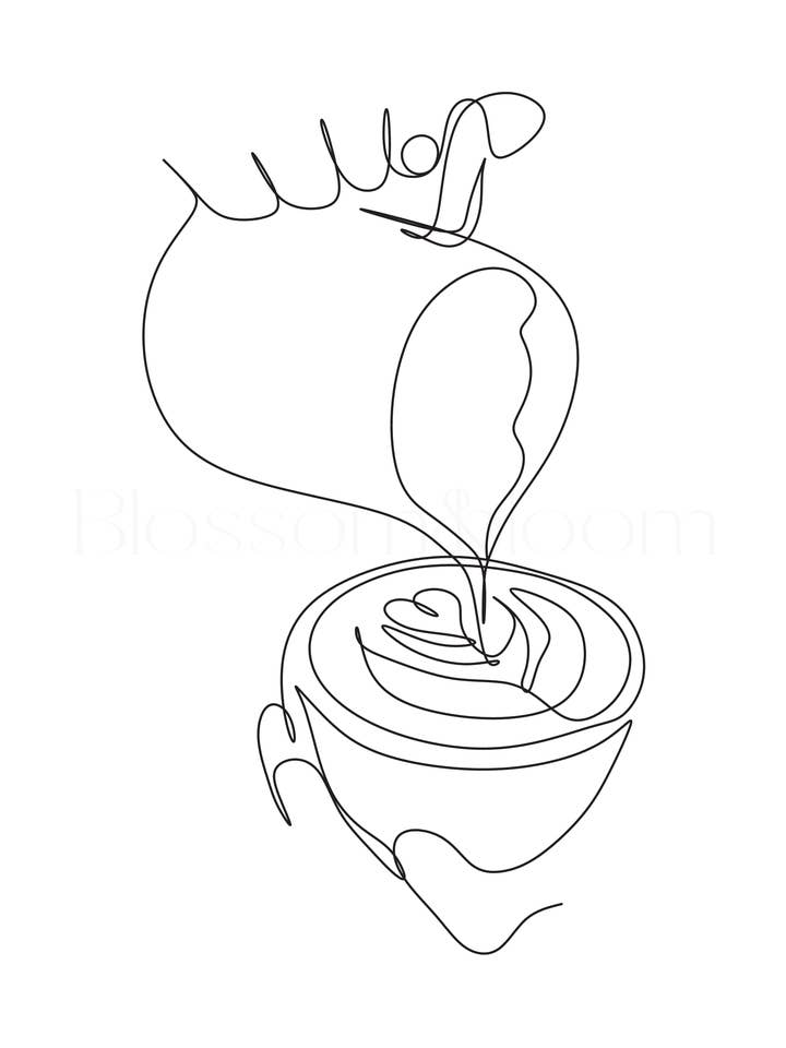 Coffee Cup Line Art for wholesale by Blossom & Bloom