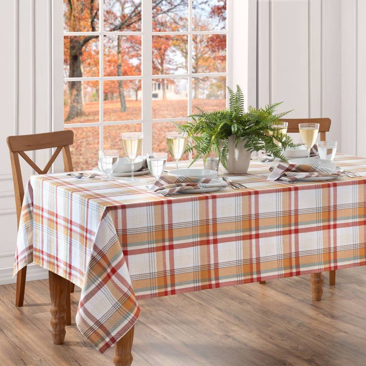 Seneca Plaid Harvest Cotton Tablecloth for wholesale by Threadmade Home