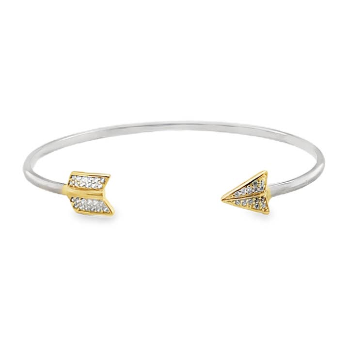 925 Sterling Silver Arrow Double Color Open Bangle for wholesale by Atlanta Jewelers Supply
