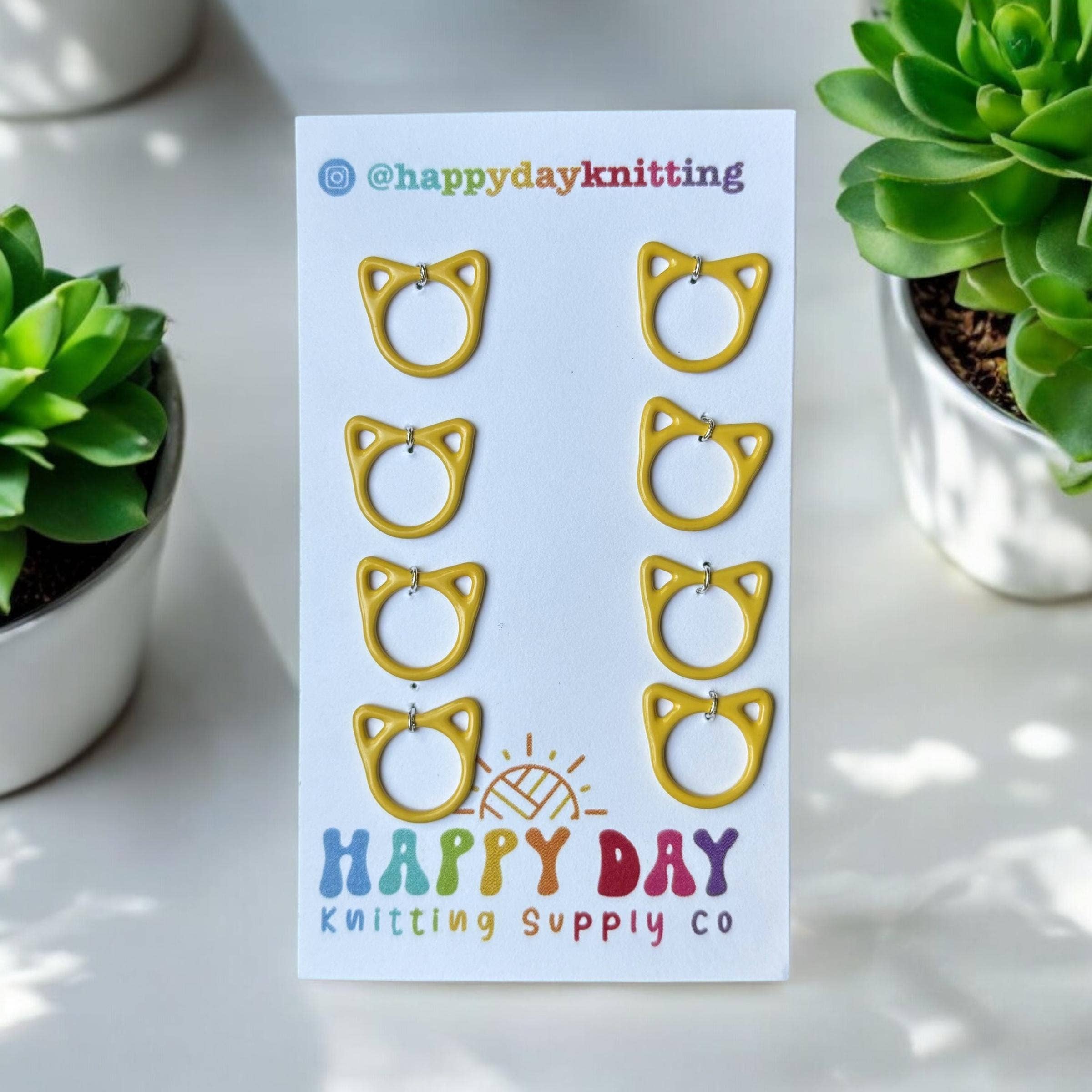 Happy Day Knitting - Wholesale Knitting/Crochet Supplies - Colourful Cat Rings Snag Free Stitch Markers Not #120