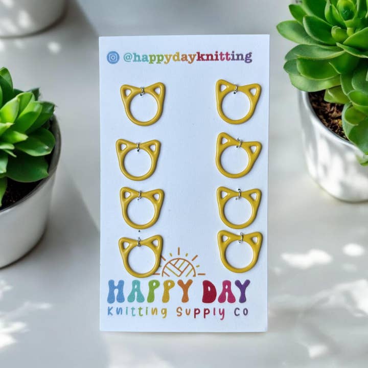 Happy Day Knitting - Wholesale Knitting/Crochet Supplies - Colourful Cat Rings Snag Free Stitch Markers Not #120