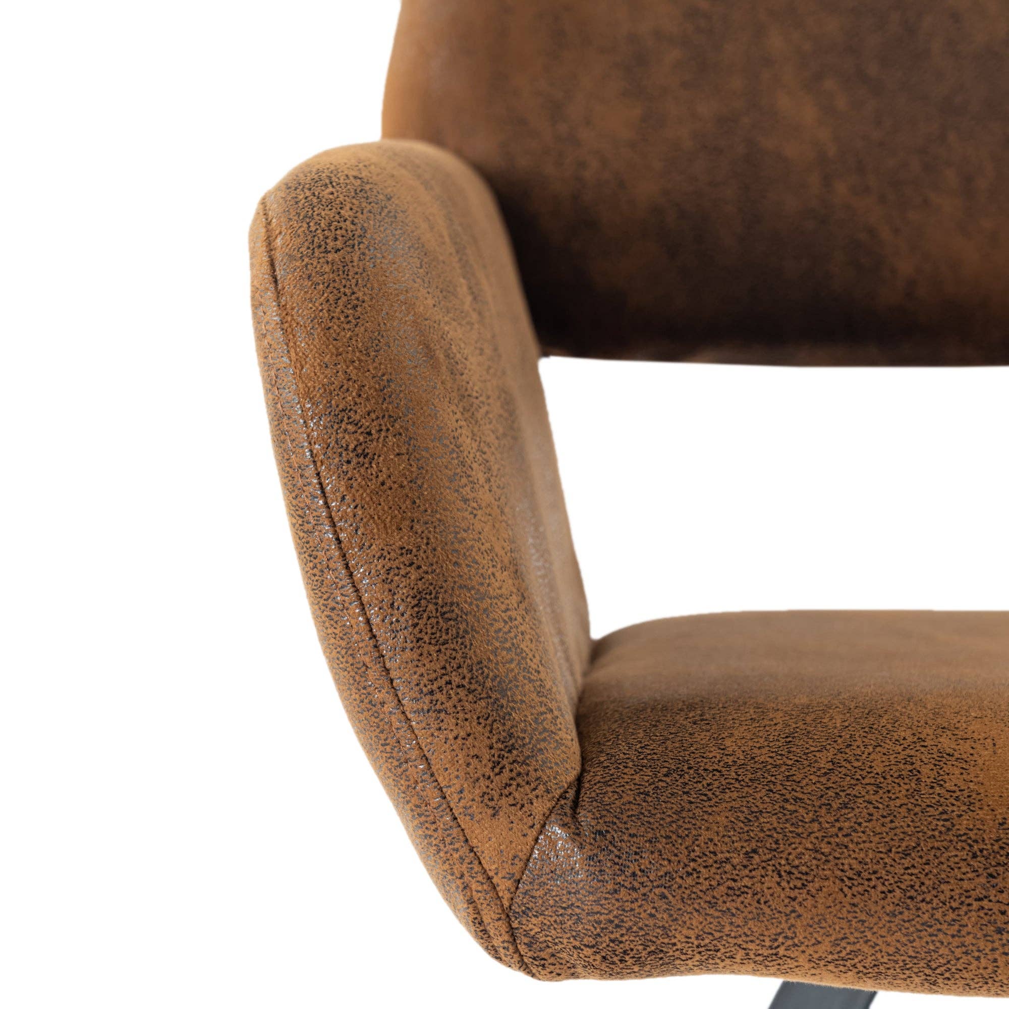 Urban Meuble - Wholesale Chair - Set of 4 industrial style dining chairs in retro brown fabric with black legs MAYFAIR SUEDE BROWN X27