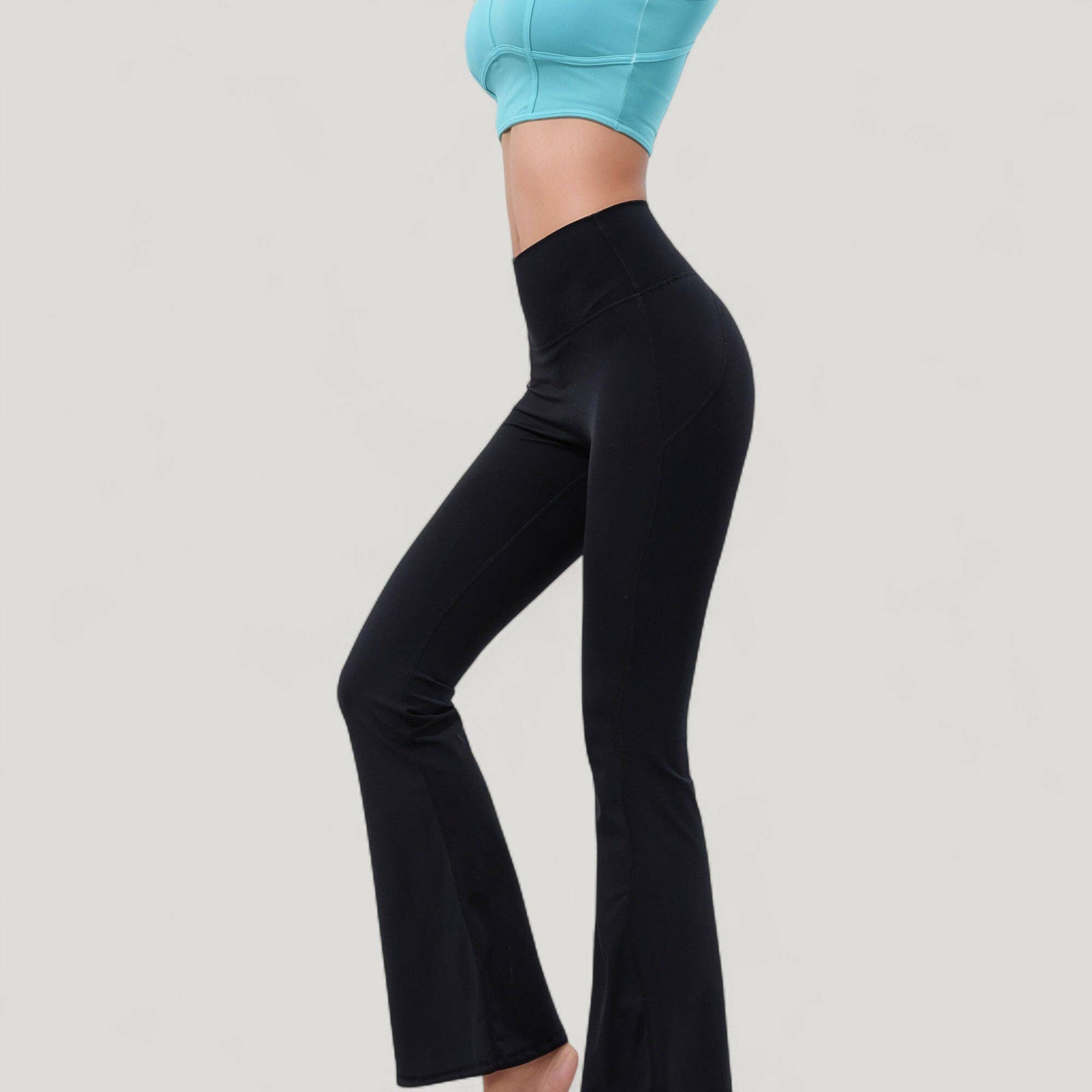 Active by Anna-Kaci - Wholesale Athletic Pants - Women's - High Waist Flare Yoga Pants with Seam Detailing16