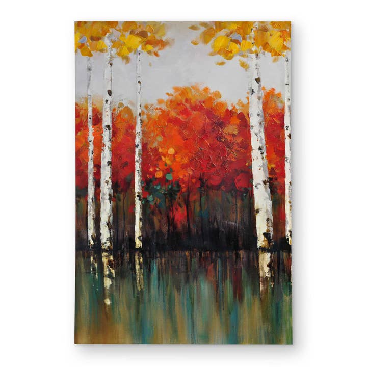 Birken im Herbst - Landschaften Grüner Outdoor-Bereich Teppich für den Großhandel von BEGIN HOME DECOR