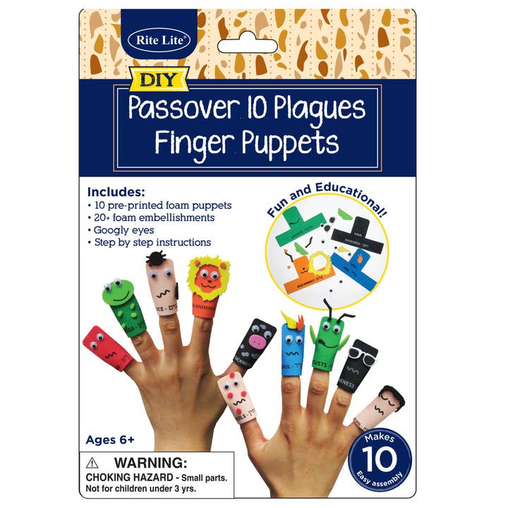 Passover Ten Plagues Finger Puppet Craft, Foam, 8" for wholesale by Rite lite