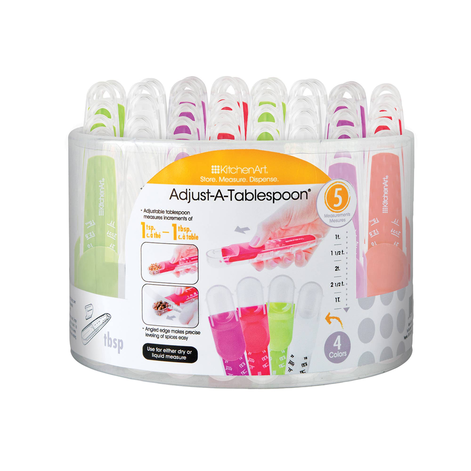 Fox Run Brands - Wholesale Retailer Display Stand/Case - KitchenArt Multicolor Adjust-A-Tablespoon, 6.25", Display 36