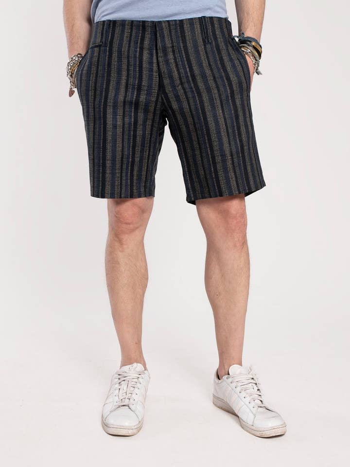 Signature Shorts | Faded Indigo Wide Stripe for wholesale by 18 Waits