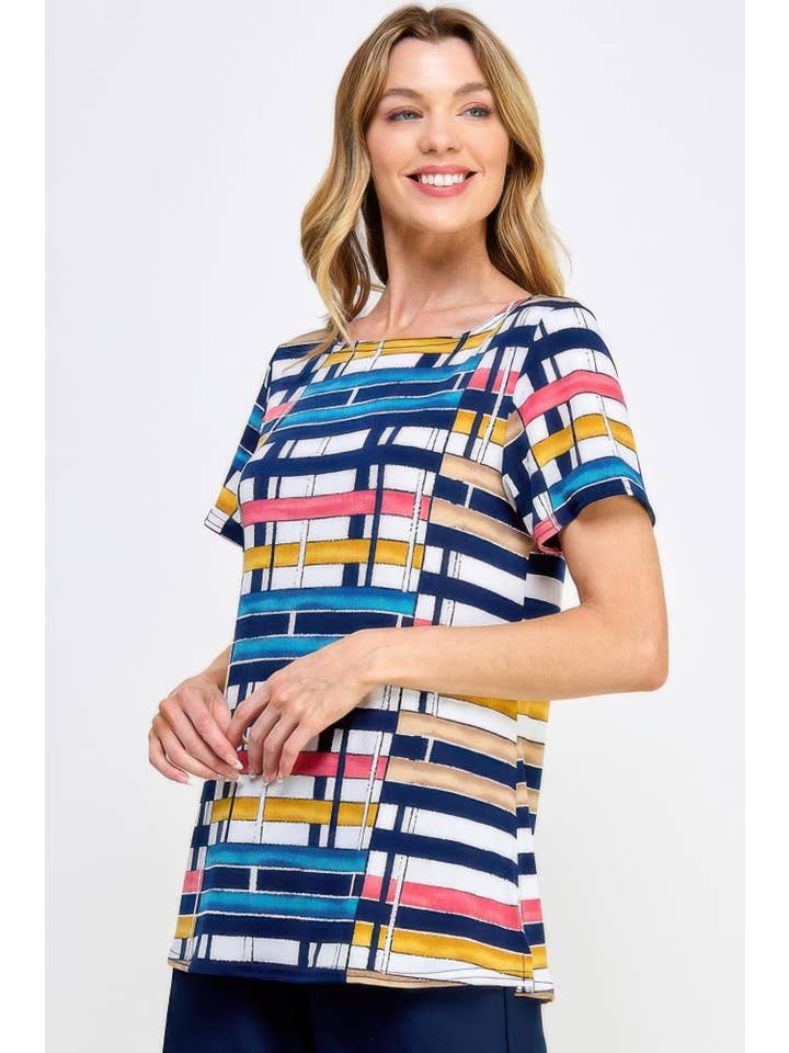 CC Wholesale Clothing - Wholesale Blouse - Women's - Hit Boat Nk Short Sl Top1