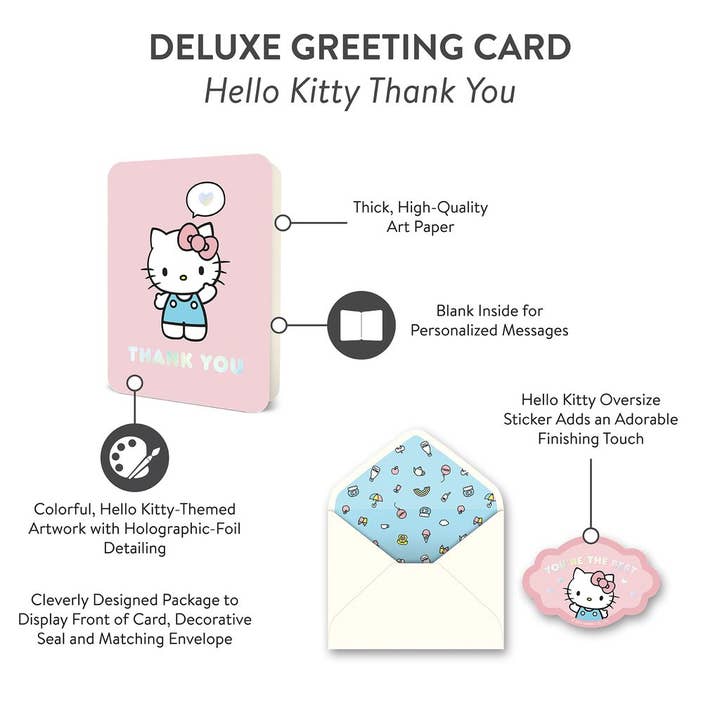 Studio Oh! - Wholesale Thank You Card - Hello Kitty Thank You Deluxe Greeting Card