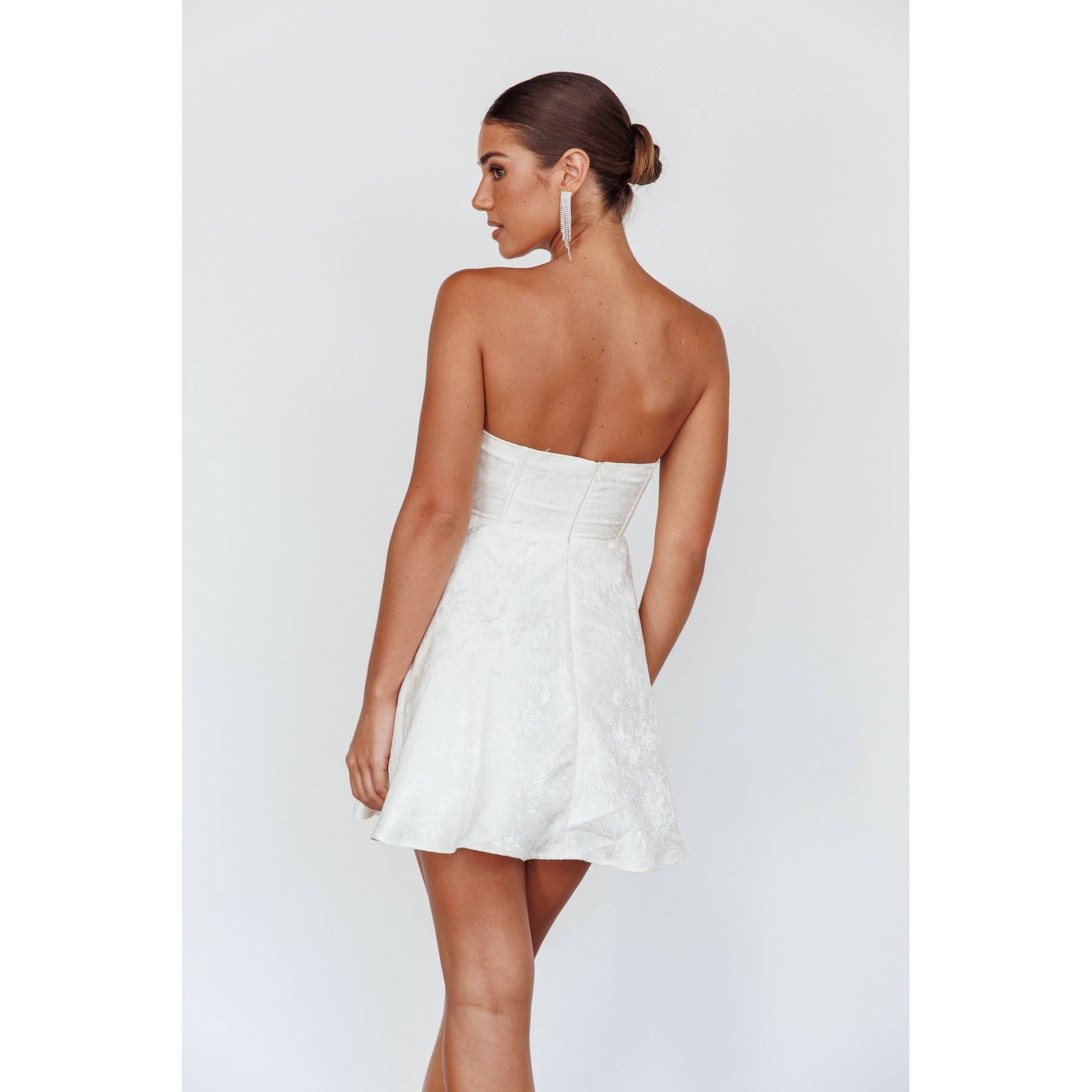 LIGHT PEACH FRILL CORSET STYLE MINI DRESS / SLID6241 for wholesale on Faire4