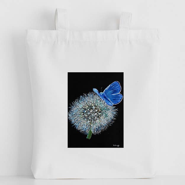 Luxury Canvas Tote Bag, Butterfly Dandelion, Cornwall for wholesale by H'Art and Design
