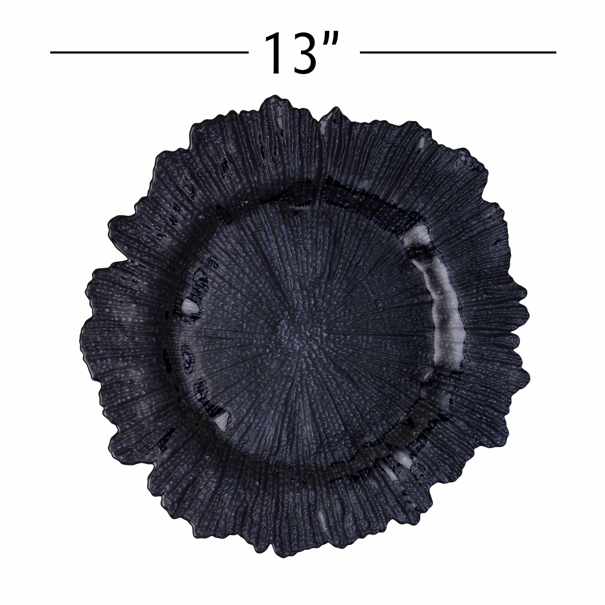 Portofino International Trading, USA - Wholesale Charger Plate - Glass Reef Charger Plate 13" - Black3