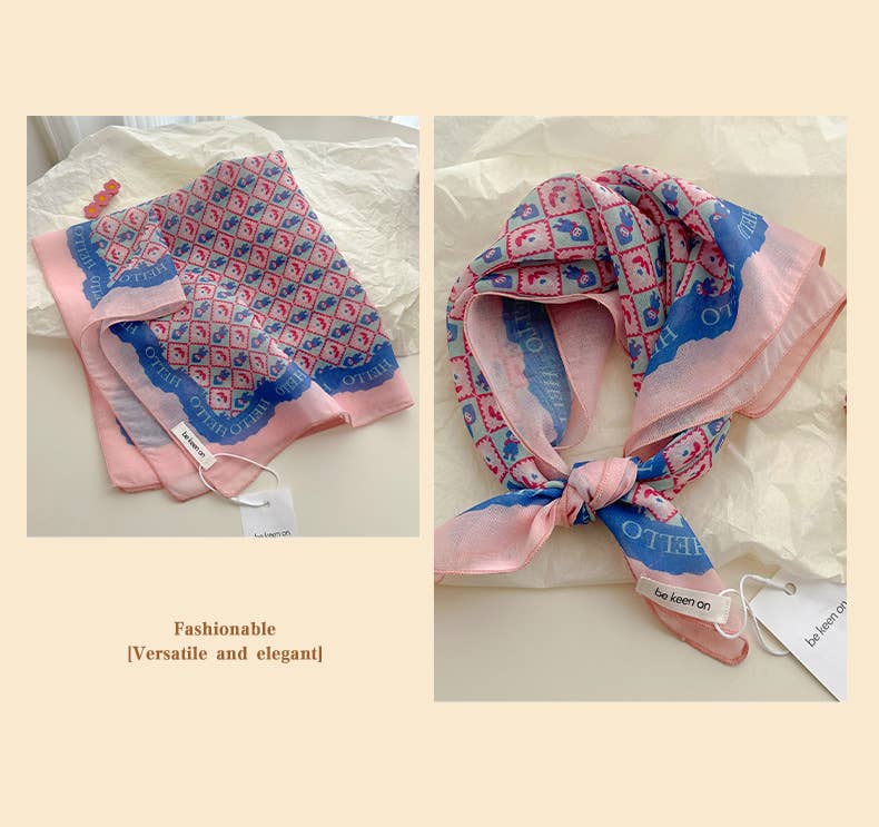 MKS America - Wholesale Bandana - Women's - pink fairy tale Floral Bandana Square scarf16