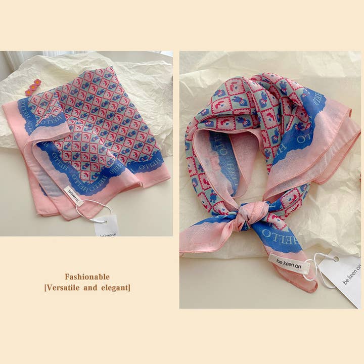 MKS America - Wholesale Bandana - Women's - pink fairy tale Floral Bandana Square scarf16