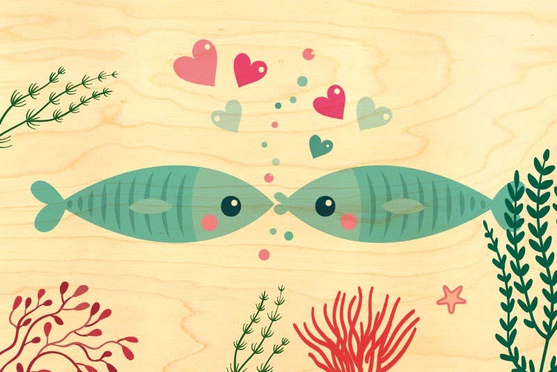 Hironwoods - Wholesale Postcard - Poisson D'Amour Wood Postcard0
