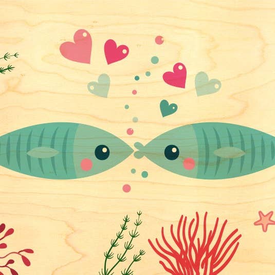 Hironwoods - Wholesale Postcard - Poisson D'Amour Wood Postcard