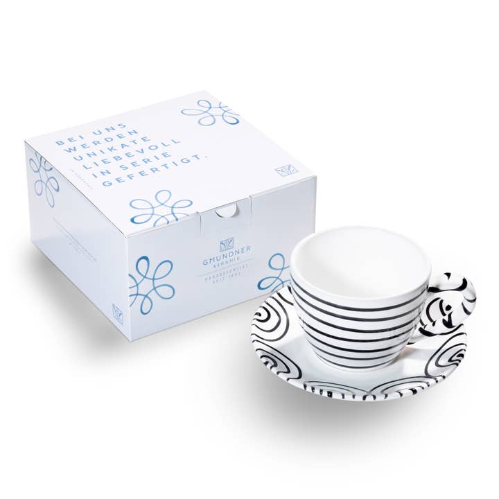 Black Flamed, Maxima Teacup with Saucer for wholesale by Gmundner Keramik Handels GmbH