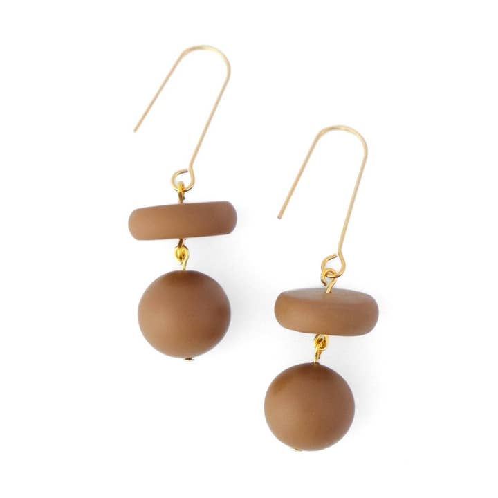 Bead dangle earrings in Mocha for wholesale by By Chavelli