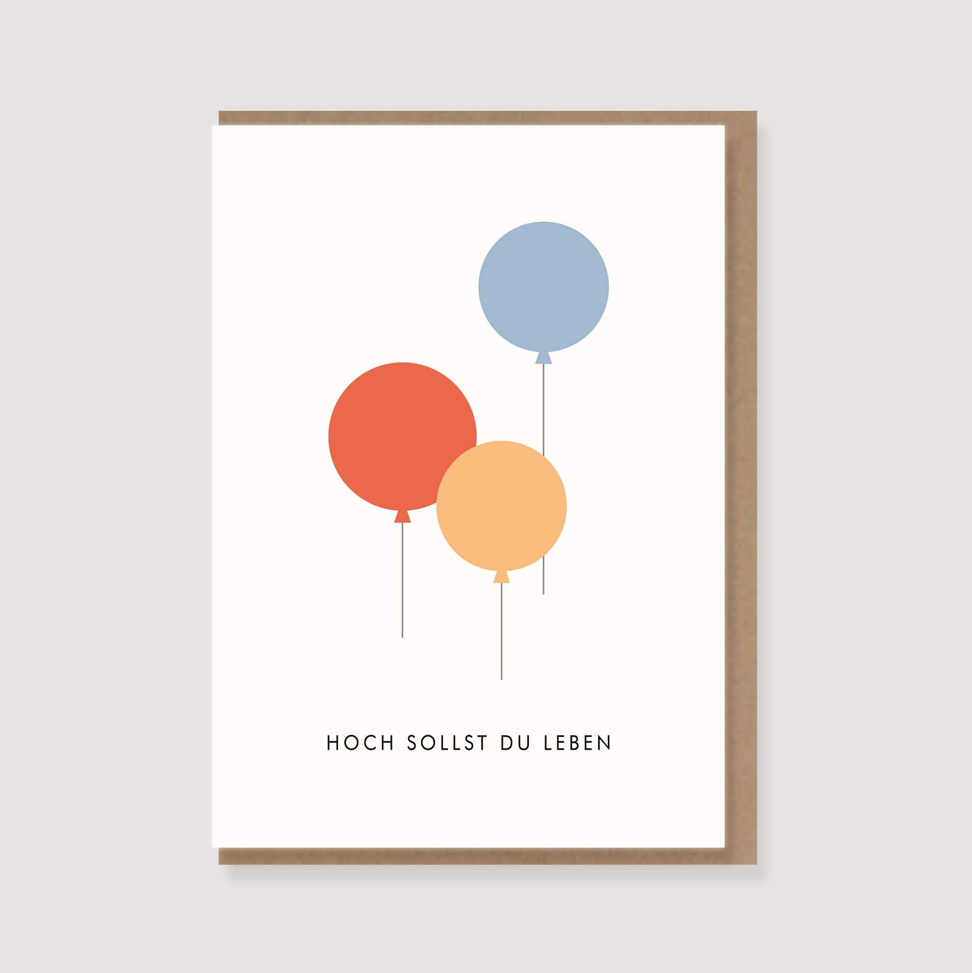 LØTTEBOM - Wholesale Birthday Card - Folded card with envelope “Luftballons- Hoch Shall Du Leben”0