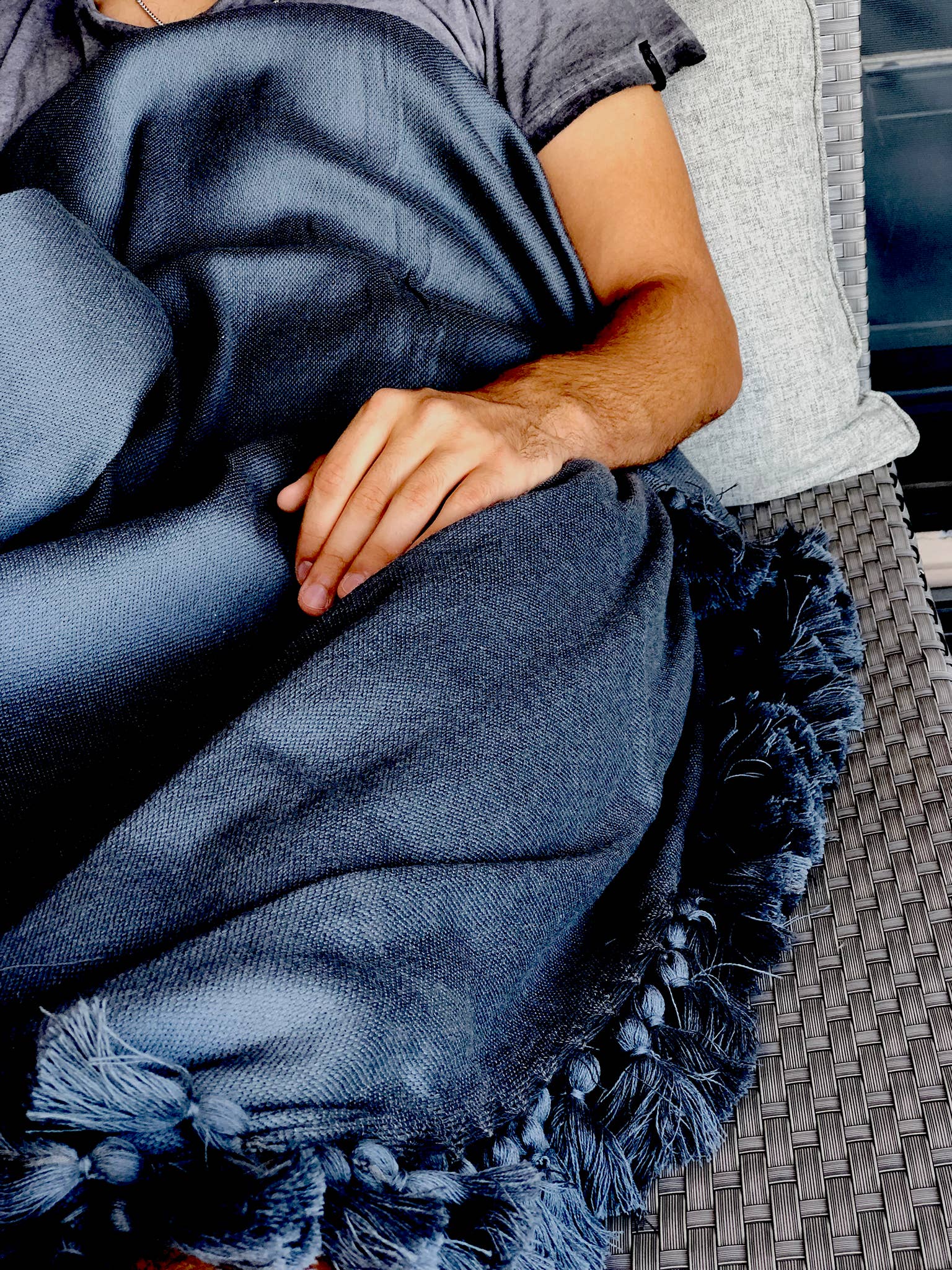 Scents and Feel - Vente Plaids - Jeté Laine Léger Couleur unie avec Pompon4