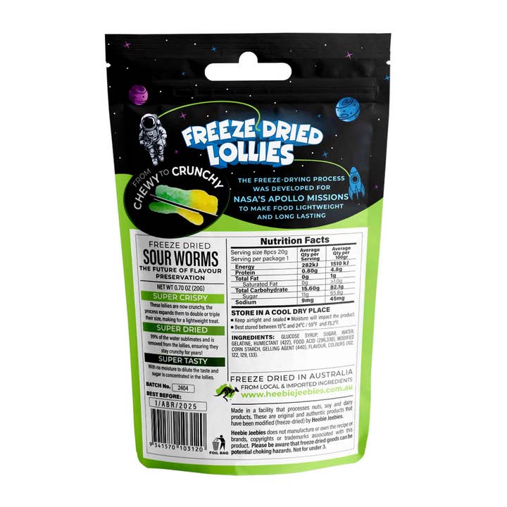 Heebie Jeebies - Wholesale Boiled sweets - Mini Sour Worms Freeze Dried Lollies2