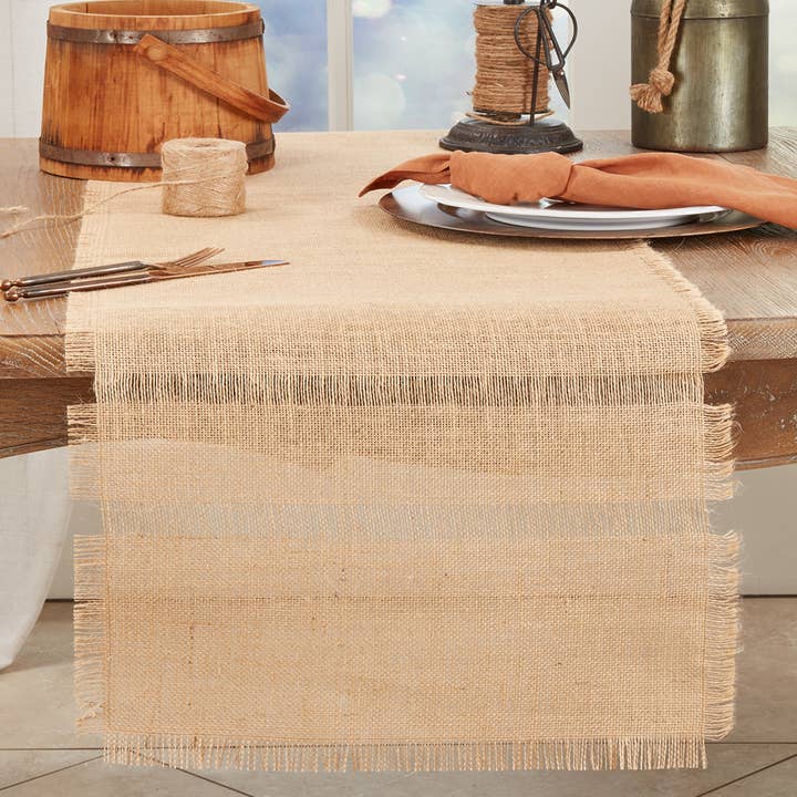 Natural Jute 16"x72" Table Runner for wholesale by Fennco Styles