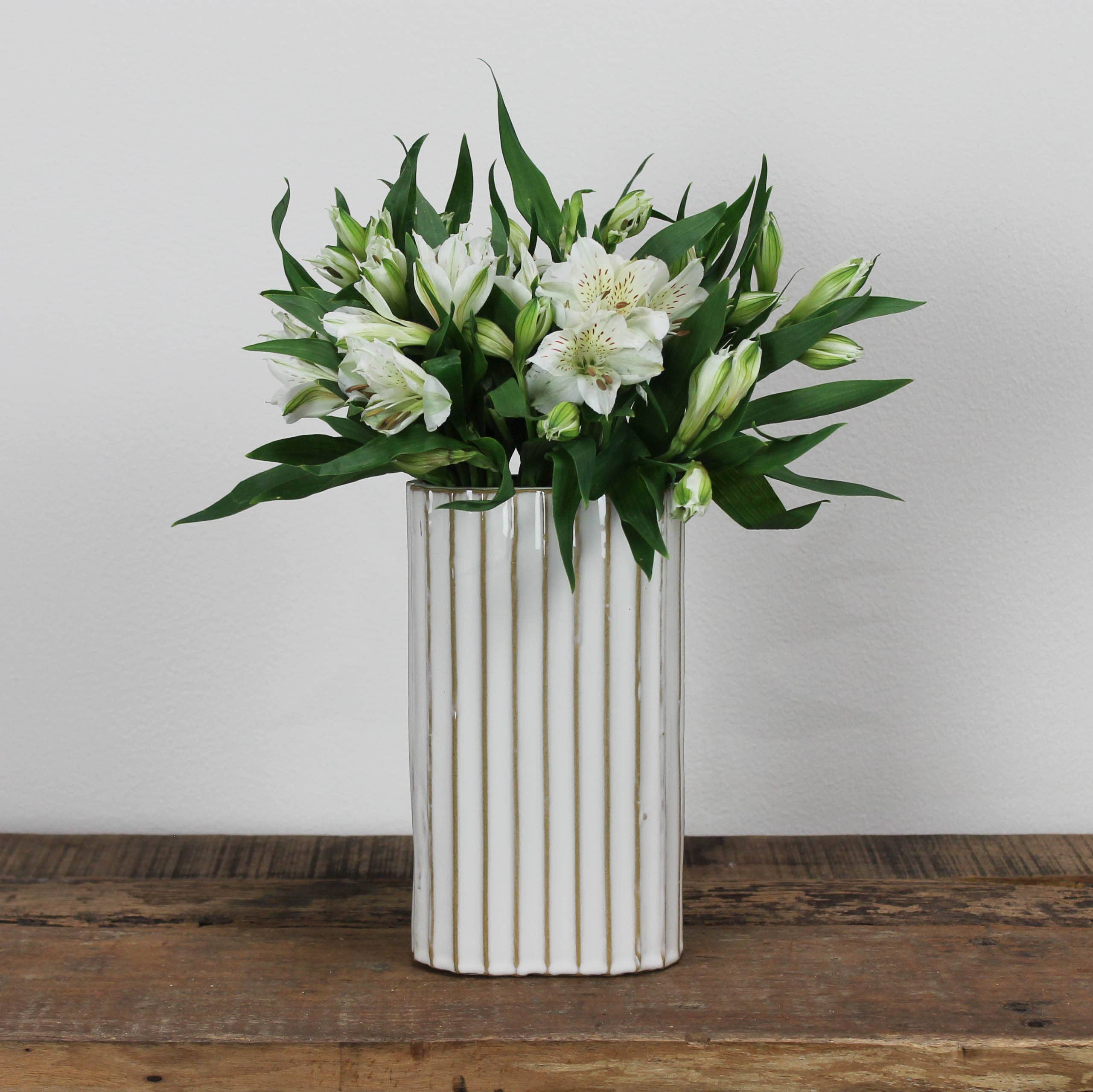 Blanc Vase côtelé Caro, céramique - Lrg en vente sur Faire5