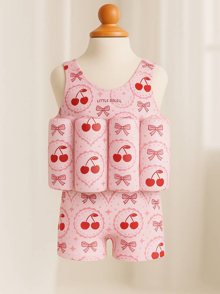 Red Cherry - Short Sleeve Floatsuit - LITTLE SOLEIL for wholesale by Little Soleil