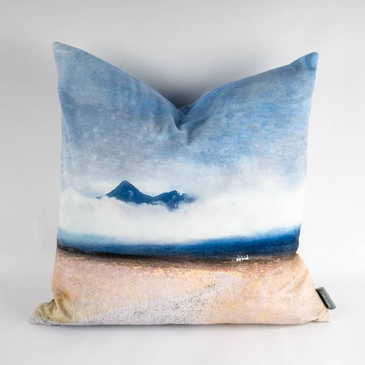 Cuillin Cottage Sligachan Velvet Cushion for wholesale by Cath Waters Scottish Landscapes