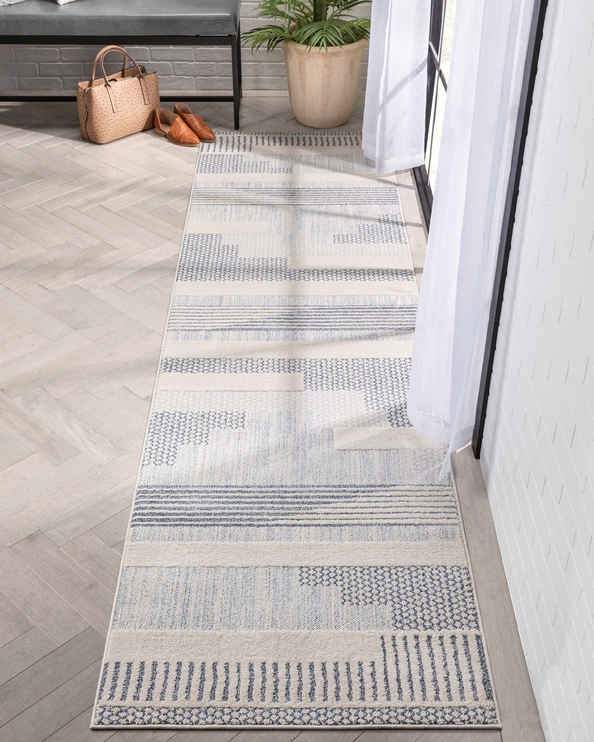 Well Woven – wholesale Matta – Briar Tribal geometriska abstrakt ljusblå looped lugg matta10