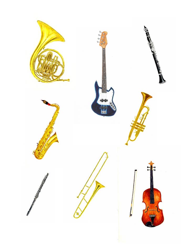 Musical Instruments Print for wholesale by Michael Vigliotti
