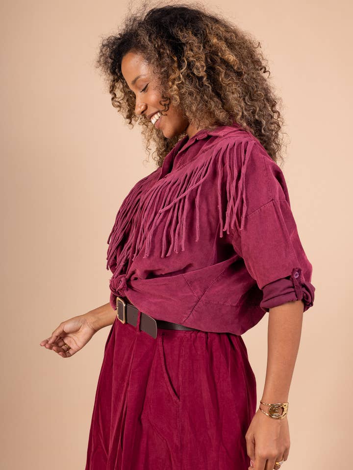 Pépouz' Paris - Wholesale Button Down Shirt - Women's - Western-style fringed shirt PC25498